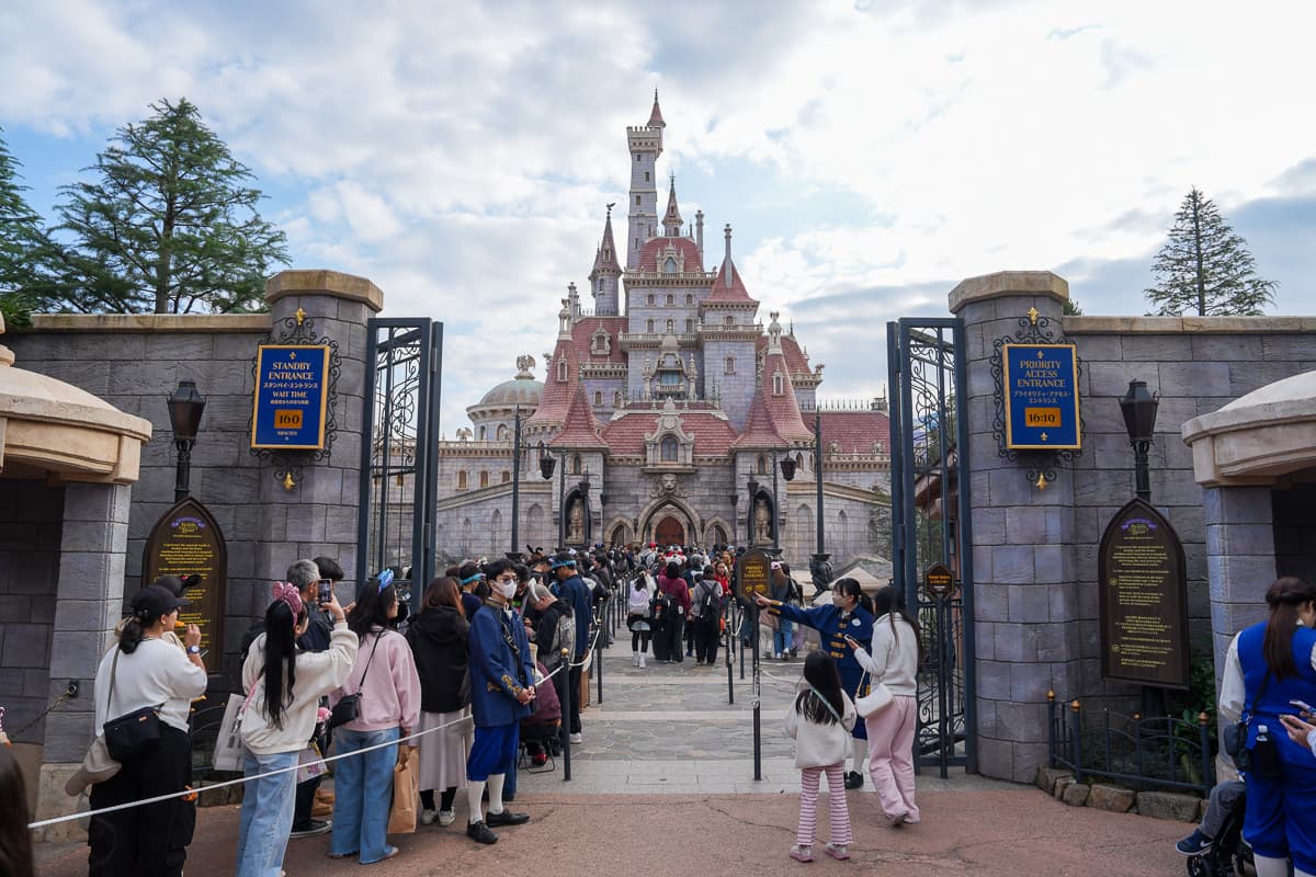 Beauty and the Beast castle entrance at Tokyo Disneyland