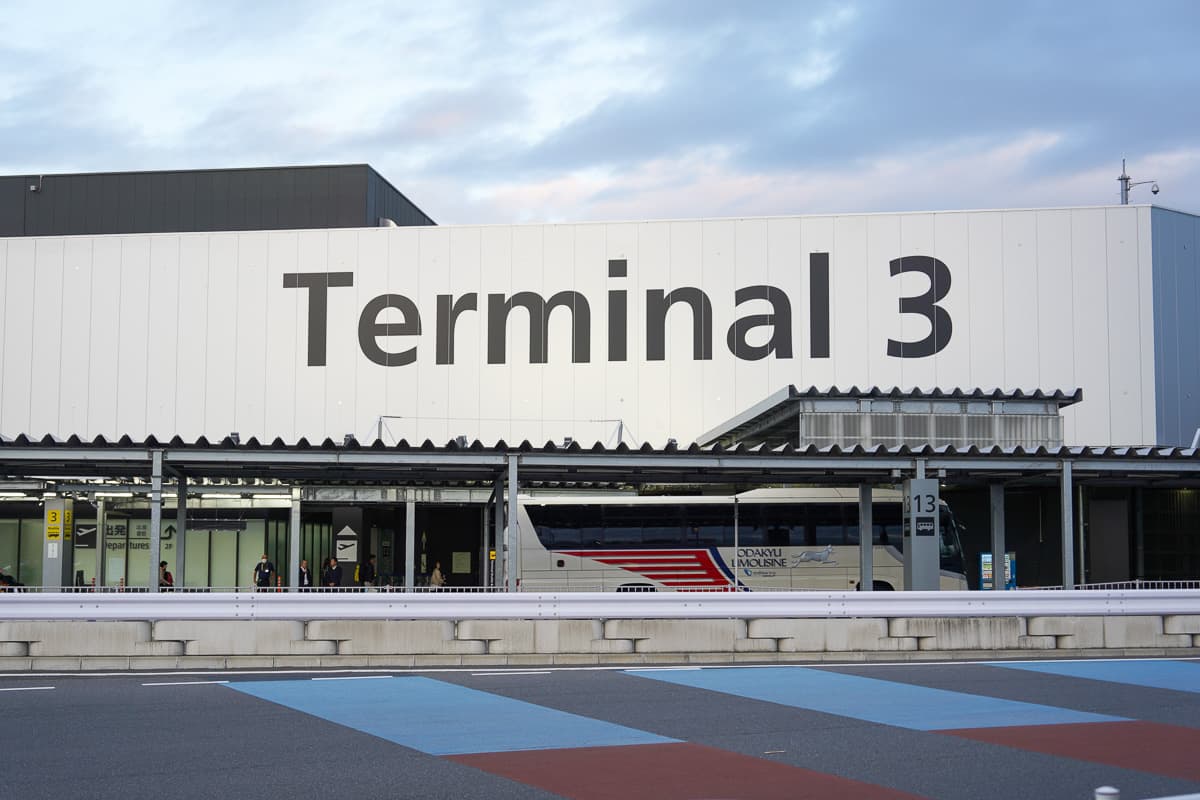 Narita Airport Terminal 3 with limousine bus arrival