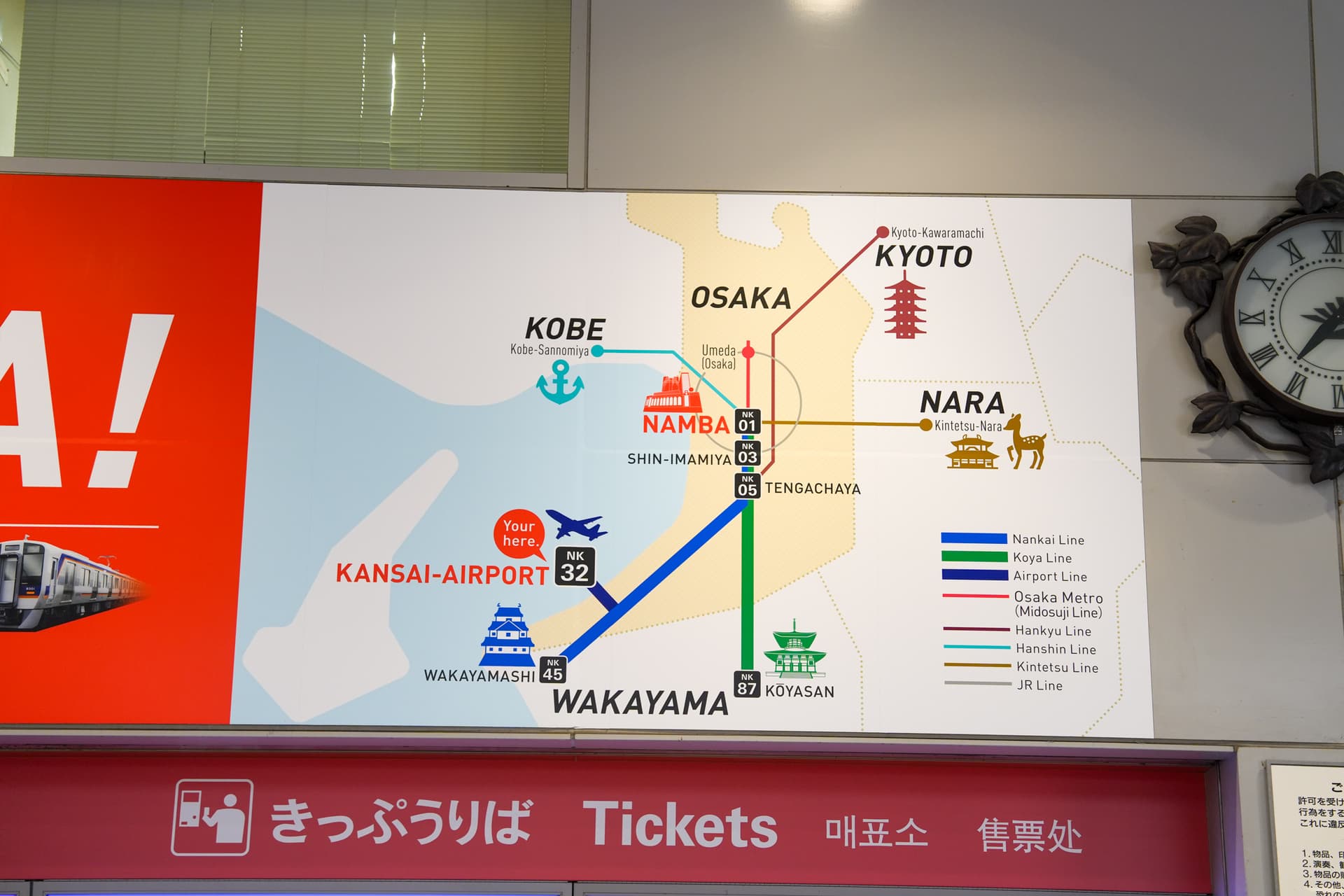 Nankai line route map showing KIX to Namba and beyond