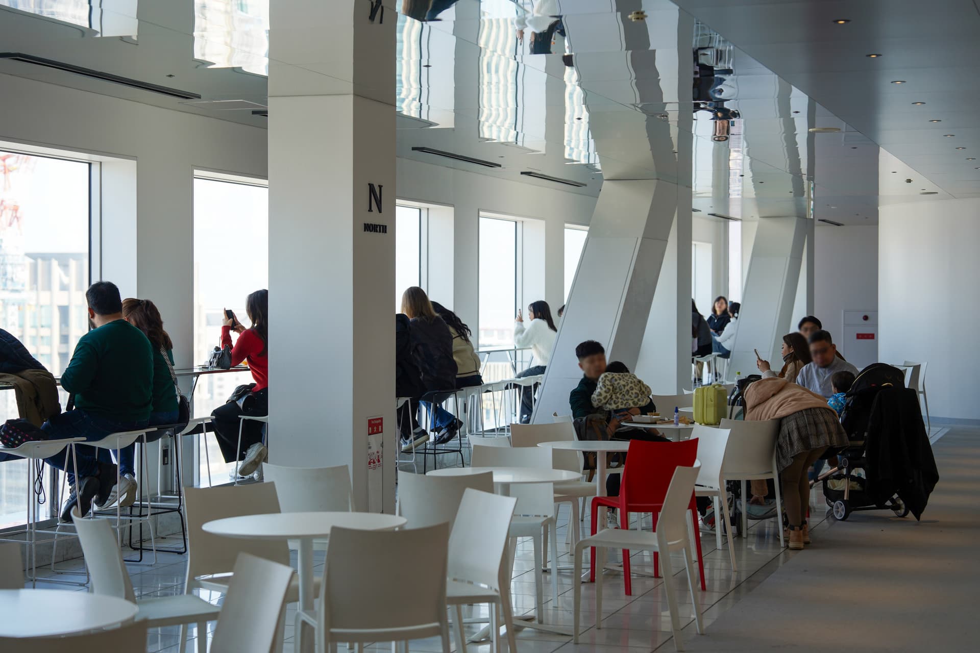 Indoor observatory café and seating
