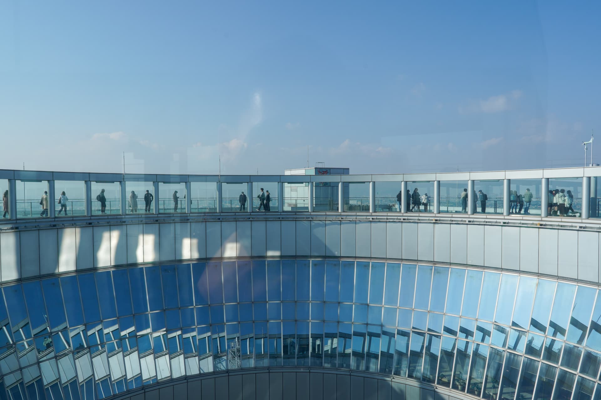 Rooftop circular observatory deck at Umeda Sky Building