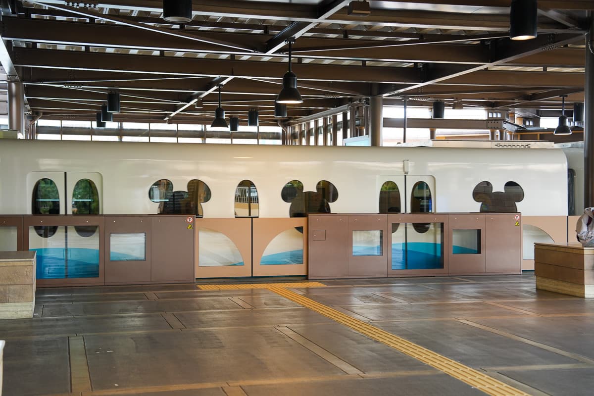 Disney Resort monorail station with Mickey Mouse gates