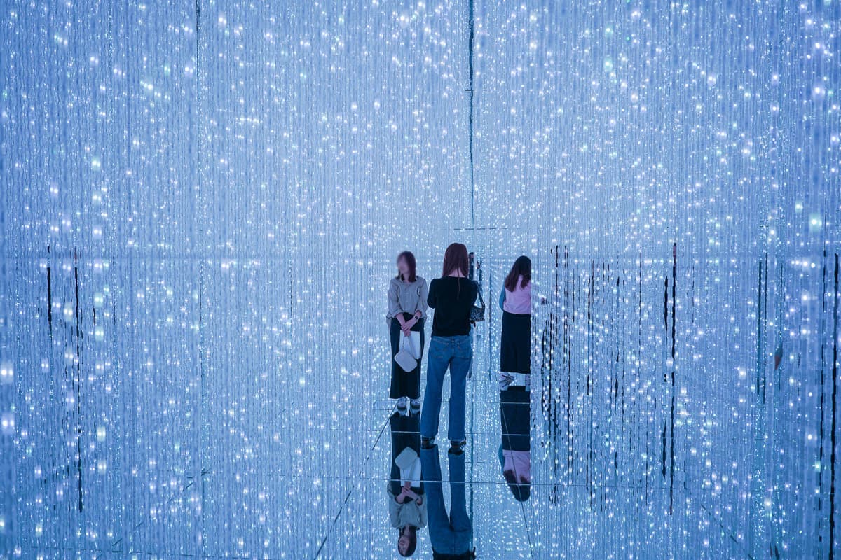 teamLab Borderless LED string lights room