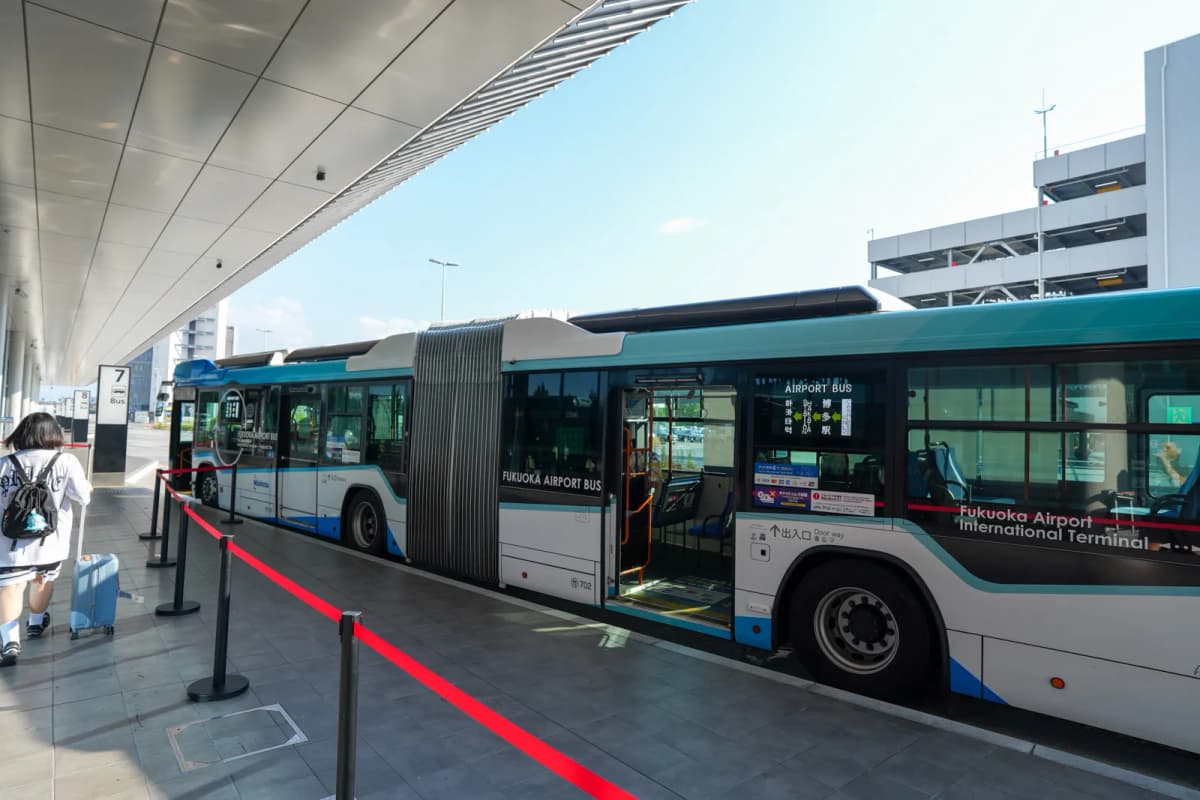 Nishitetsu airport bus at the Fukuoka Airport international terminal