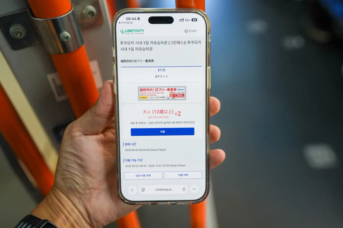 Mobile voucher for a one-day bus pass on a phone
