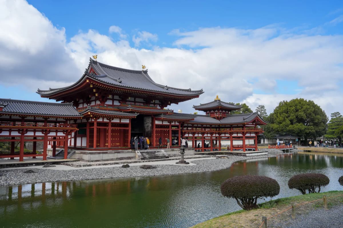 Phoenix Hall at Byodoin in Uji, reflected in the pond in front of it